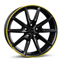 Borbet LX18 BLACK MATT RIM YELLOW ALLOYWHEEL 8X18