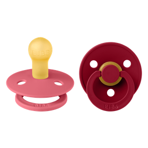 BIBS Colour 2 PACK Latex Size 1 Coral/Ruby 2 st