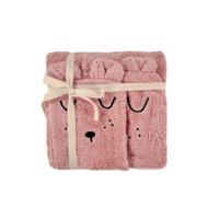 Alvi  Terry set badhanddoek met capuchon en washandje roze