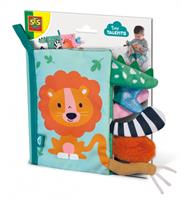 SES dierenstaarten boek Sensory junior 24 cm pluche lichtblauw