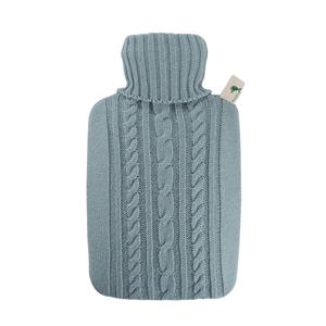 Luxe warmwaterkruik met gebreide hoes pastel blauw 1,8 liter -