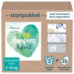 Pampers 2x  Harmonie Hybrid Starterspakket met 3 Wasbare Luiers en 25 Toplagen 1 set