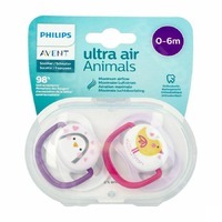 Philips Avent Ultra Air Animals Fopspeen - 0/6 maanden - SCF080/11 - 2 stuks