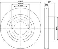 Hella Pagid GmbH Remschijf Gecoat 55046PRO 8DD355116551