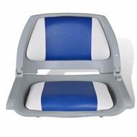 vidaXL Opklapbare bootstoel met blauw-wit kussen 41 x 51 x 48 cm