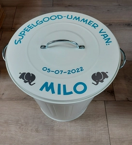 Geboortexpress.nl Speelgoedemmer met naam in andere taal