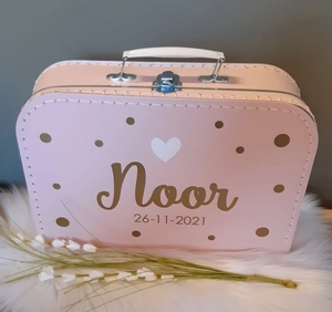 Geboortexpress.nl Koffertje met naam *Dots* diverse kleuren