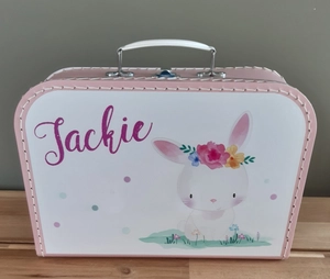 Geboortexpress.nl Koffertje met naam *Schattig Konijntje* diverse kleuren