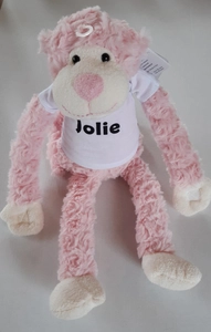 Geboortexpress.nl Knuffel slingeraapje 45 cm roze (met naam)