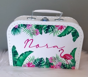 Geboortexpress.nl Koffertje met naam *Jungle Look Flamingo* diverse kleuren