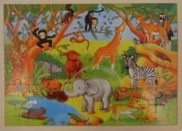 Geboortexpress.nl Houten legpuzzel wilde dieren jungle 48 stukjes.