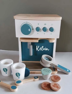 Geboortexpress.nl ''Label Label'' houten espresso machine (met naam)
