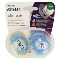 Philips Avent Ultra Air-Fopspeen 18 m Blauw met Opdruk 2 stuks