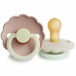 FRIGG Daisy Glow In The Dark Fopspeen Cream / Blush 0-6 Mnd 2 Stuks