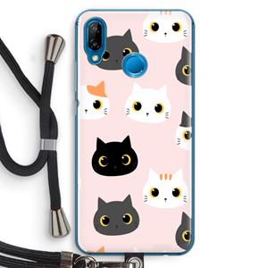 CaseCompany Katten: Huawei P20 Lite Transparant Hoesje met koord