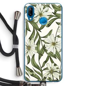 CaseCompany Wit bloemenpatroon: Huawei P20 Lite Transparant Hoesje met koord