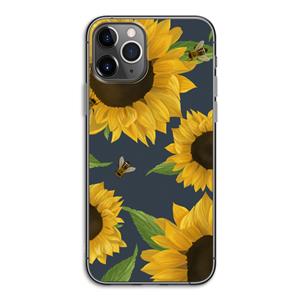 CaseCompany Sunflower and bees: iPhone 11 Pro Transparant Hoesje