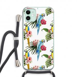 CaseCompany Kleurrijke papegaaien: iPhone 11 Transparant Hoesje met koord
