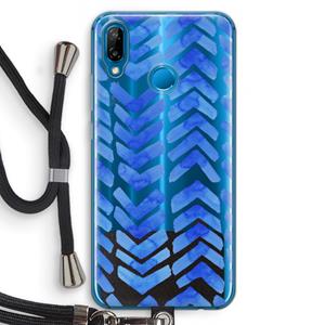 CaseCompany Blauwe pijlen: Huawei P20 Lite Transparant Hoesje met koord