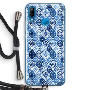 CaseCompany Blauw motief: Huawei P20 Lite Transparant Hoesje met koord