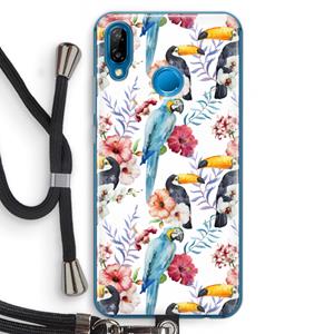 CaseCompany Bloemen tukan: Huawei P20 Lite Transparant Hoesje met koord