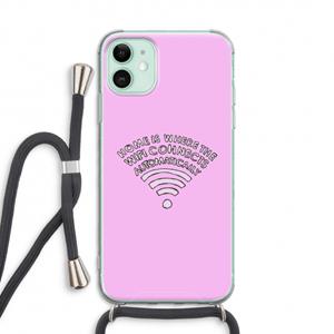 CaseCompany Home Is Where The Wifi Is: iPhone 11 Transparant Hoesje met koord