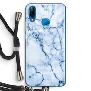 CaseCompany Blauw marmer: Huawei P20 Lite Transparant Hoesje met koord