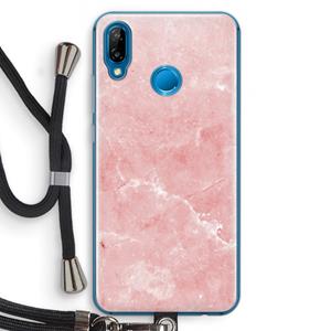 CaseCompany Roze marmer: Huawei P20 Lite Transparant Hoesje met koord