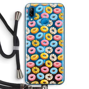 CaseCompany Pink donuts: Huawei P20 Lite Transparant Hoesje met koord