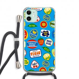 CaseCompany Fruitsticker: iPhone 11 Transparant Hoesje met koord