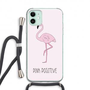 CaseCompany Pink positive: iPhone 11 Transparant Hoesje met koord