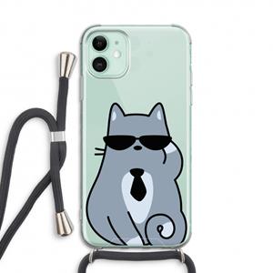 CaseCompany Cool cat: iPhone 11 Transparant Hoesje met koord