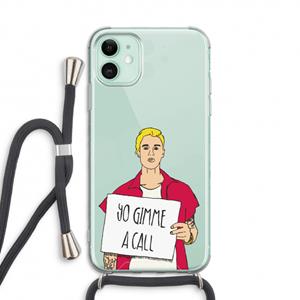 CaseCompany Gimme a call: iPhone 11 Transparant Hoesje met koord