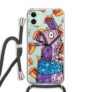 CaseCompany Loot Burger: iPhone 11 Transparant Hoesje met koord