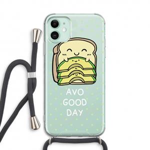 CaseCompany Avo Good Day: iPhone 11 Transparant Hoesje met koord