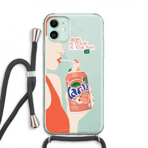 CaseCompany Peach please!: iPhone 11 Transparant Hoesje met koord