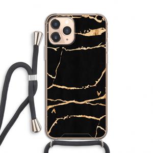 CaseCompany Gouden marmer: iPhone 11 Pro Transparant Hoesje met koord
