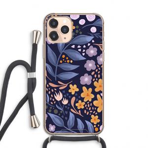 CaseCompany Flowers with blue leaves: iPhone 11 Pro Transparant Hoesje met koord