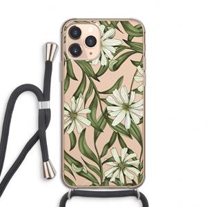 CaseCompany Wit bloemenpatroon: iPhone 11 Pro Transparant Hoesje met koord