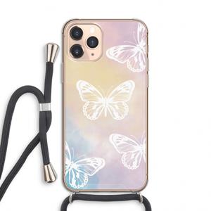 CaseCompany White butterfly: iPhone 11 Pro Transparant Hoesje met koord