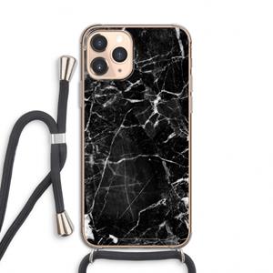 CaseCompany Zwart Marmer 2: iPhone 11 Pro Transparant Hoesje met koord