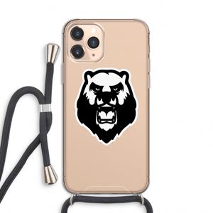 CaseCompany Angry Bear (white): iPhone 11 Pro Transparant Hoesje met koord