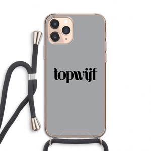 CaseCompany Topwijf Grijs Zwart: iPhone 11 Pro Transparant Hoesje met koord