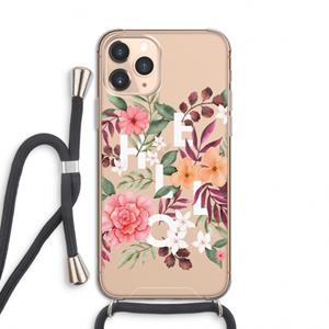 CaseCompany Hello in flowers: iPhone 11 Pro Transparant Hoesje met koord
