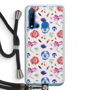 CaseCompany Bloemetjes: Huawei P20 Lite (2019) Transparant Hoesje met koord