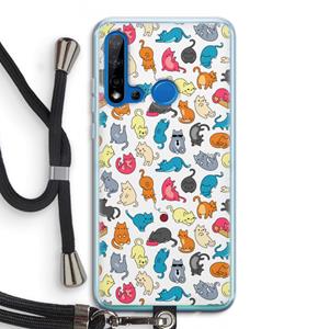 CaseCompany Kleurrijke katten: Huawei P20 Lite (2019) Transparant Hoesje met koord