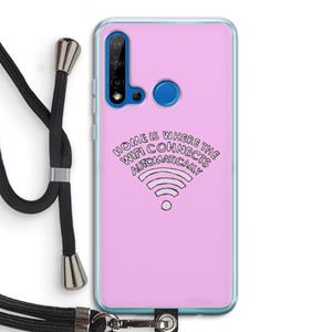 CaseCompany Home Is Where The Wifi Is: Huawei P20 Lite (2019) Transparant Hoesje met koord
