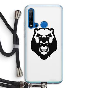 CaseCompany Angry Bear (white): Huawei P20 Lite (2019) Transparant Hoesje met koord
