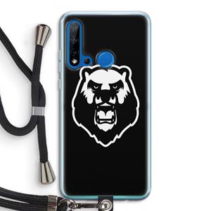 CaseCompany Angry Bear (black): Huawei P20 Lite (2019) Transparant Hoesje met koord