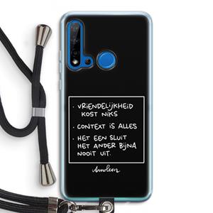 CaseCompany Mijn Motto's: Huawei P20 Lite (2019) Transparant Hoesje met koord